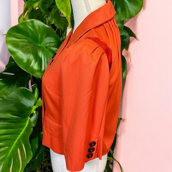 Robert Rodriguez Vibrant Orange Double-Breasted Cropped Trench Style Jacket Sz 2 - Picture 5 of 15